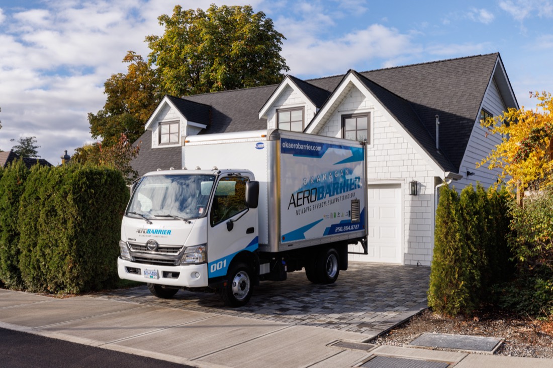 Okanagan AeroBarrier truck at a Kelowna home